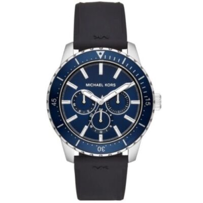 Michael Kors Men's Cunningham Black Silicone Blue Dial 44mm Watch - MK7160